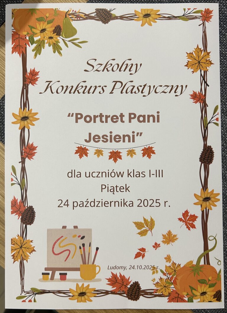 Portret Pani Jesieni – szkolny konkurs plastyczny 2025 r. dla uczniów kl. I-III