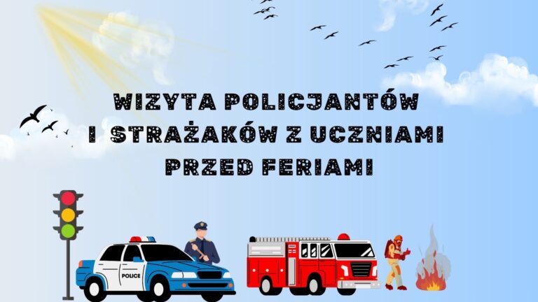 Wizyta policjantów i strażaków z uczniami przed feriami